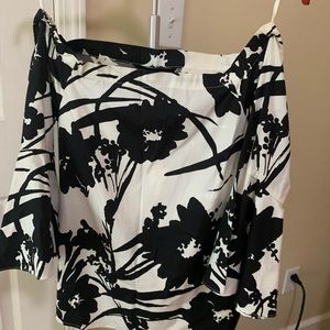 WHBM off the shoulder top, black and cream